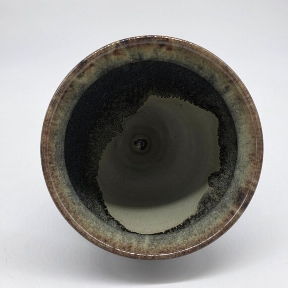 Handcrafted Two-Tone Ceramic Vase With Blue Textured Glaze & Brown Matte Finish - Picture 8 of 10